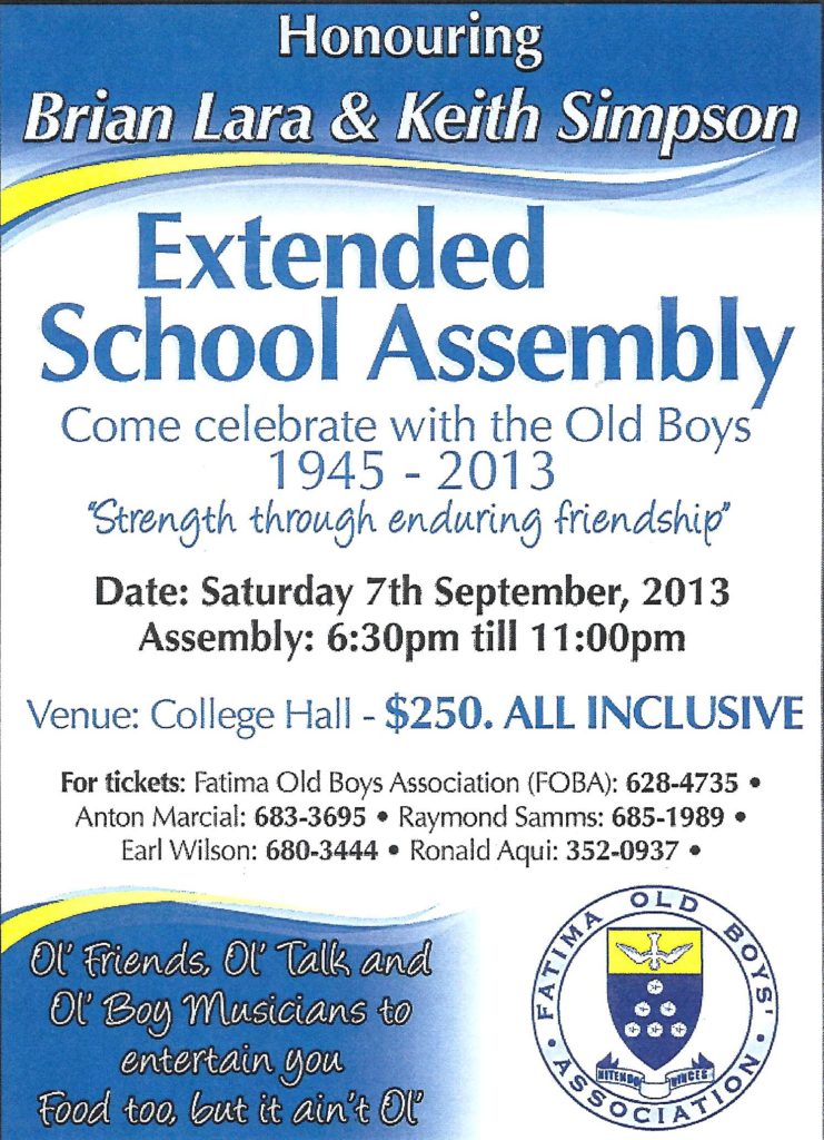 Fatima Extended School Assembly Flyer 2013