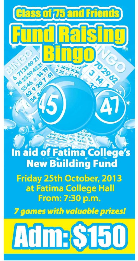 Fatima Class of' '75 Fundraising Bingo 